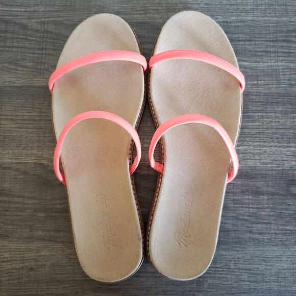 Madewell Bare Leather Slide Sandals Electric Pink Size Women's 7.5 Neon Slip-On - Picture 7 of 10
